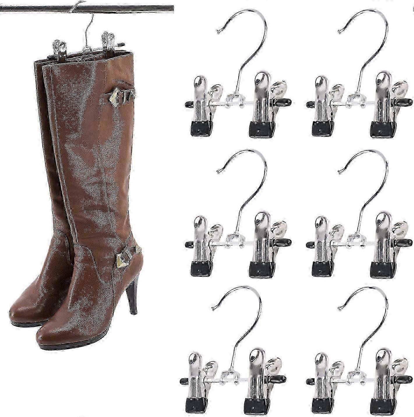 Double Adjustable Clips Boots Hangers,Space Saving Boots Socks Bags Hanging Clips Boot Holder Boot