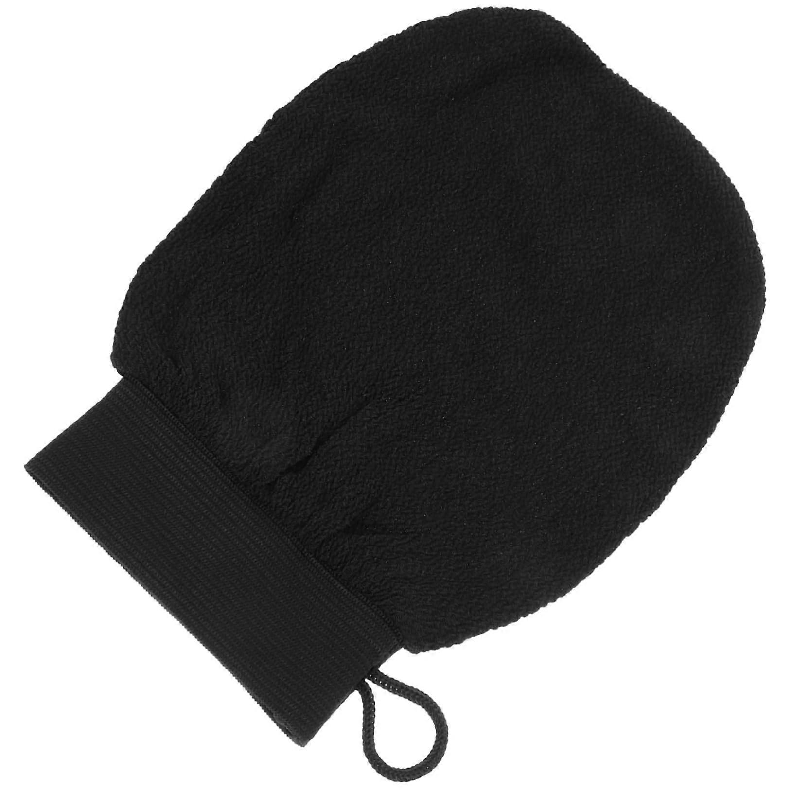 Exfoliating Bath Glove Soft Viscose Body Scrub Mitt with Elastic Band for Gentle Dead Skin Removal Black