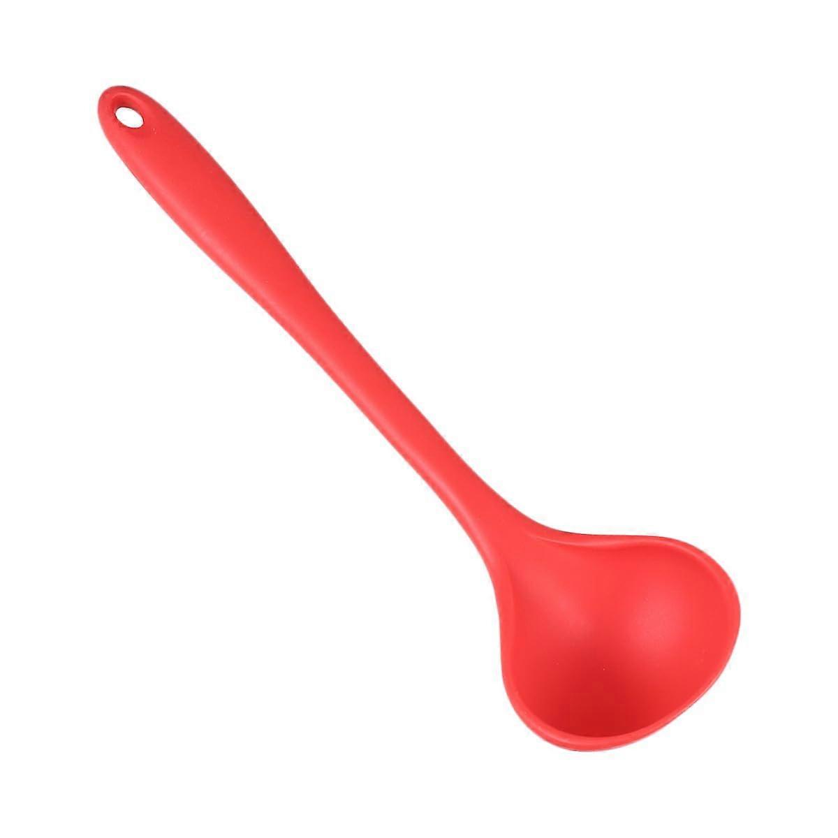 Silicone Soup Ladle with Short Handle, HeatResistant Red Cooking Utensil for Nonstick Cookware