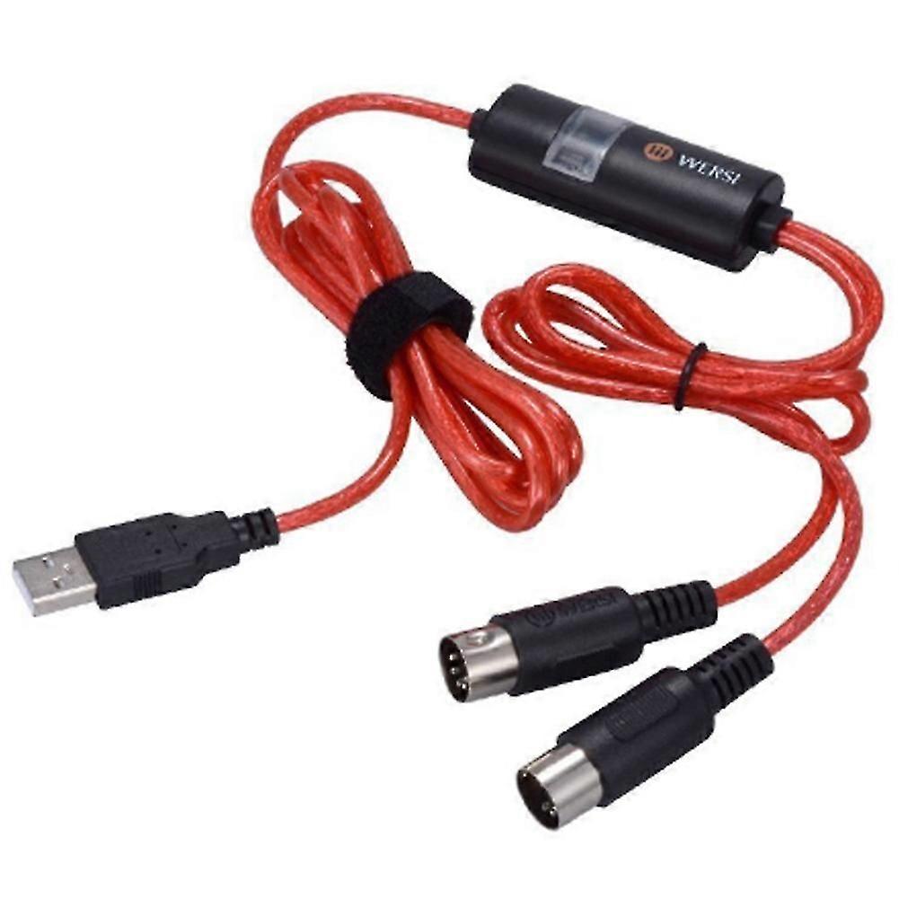 5-Pin Midi to USB In-Out Cable Adapter Converter for Windows Ios Laptop to Music Piano Keyboard