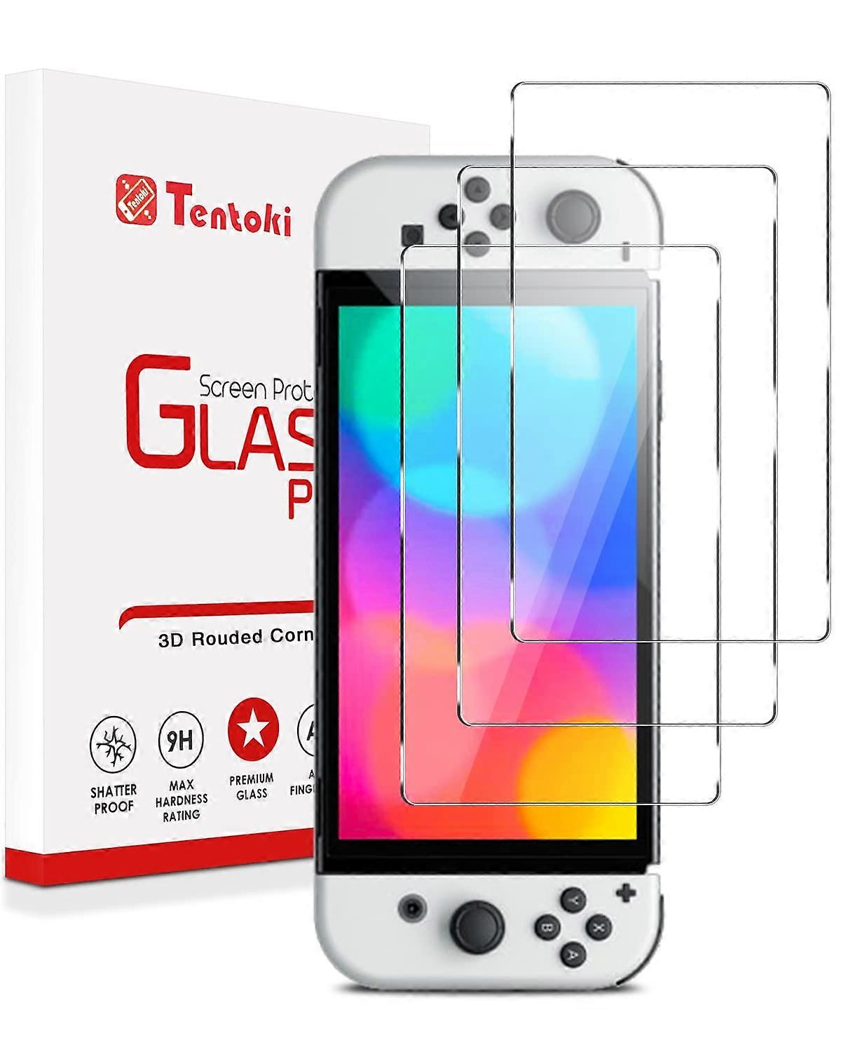 Tempered Glass Screen Protector 3 Pack for Nintendo Switch OLED 2021, UltraThin Scratch Resistant