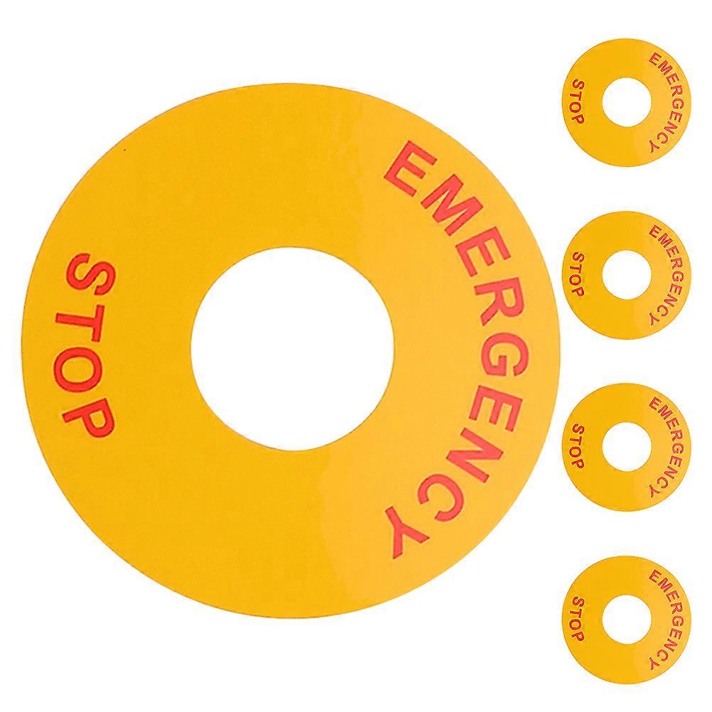 Electrical Emergency Stop Warning Stickers for Equipment 5Pcs Yellow