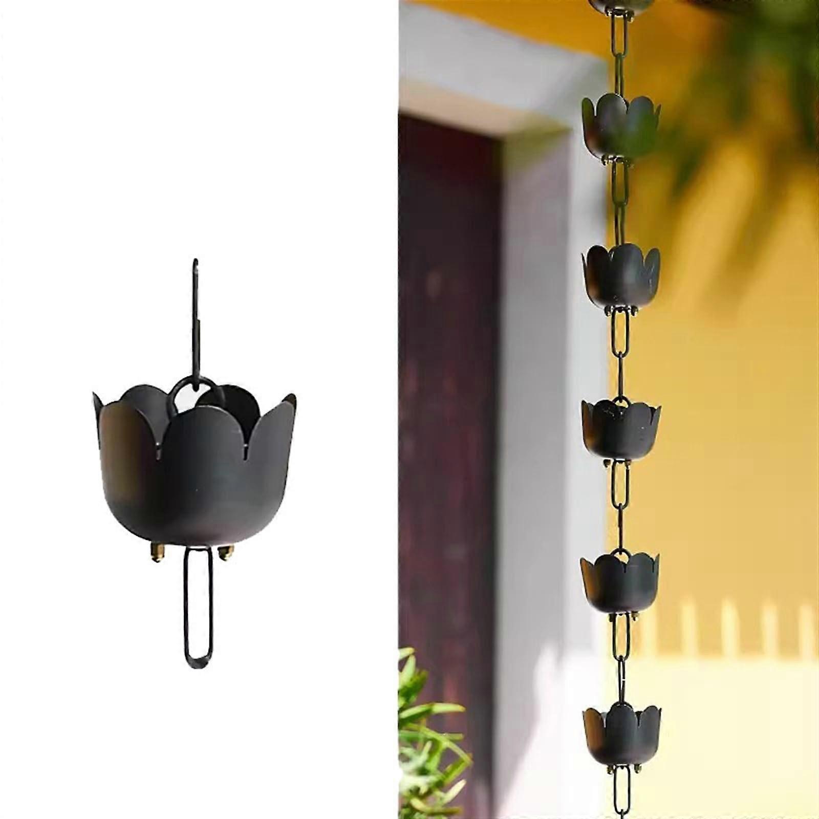 Copper Rain Chain for Gutter Downspout Replacement, Decorative Adjustable Cups for Outdoor Garden