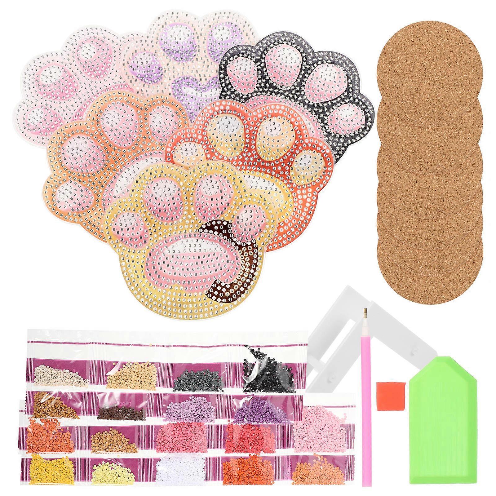 Diamond Drawing Coaster Kit for Decorative Use 1Set Assorted Color Coasters