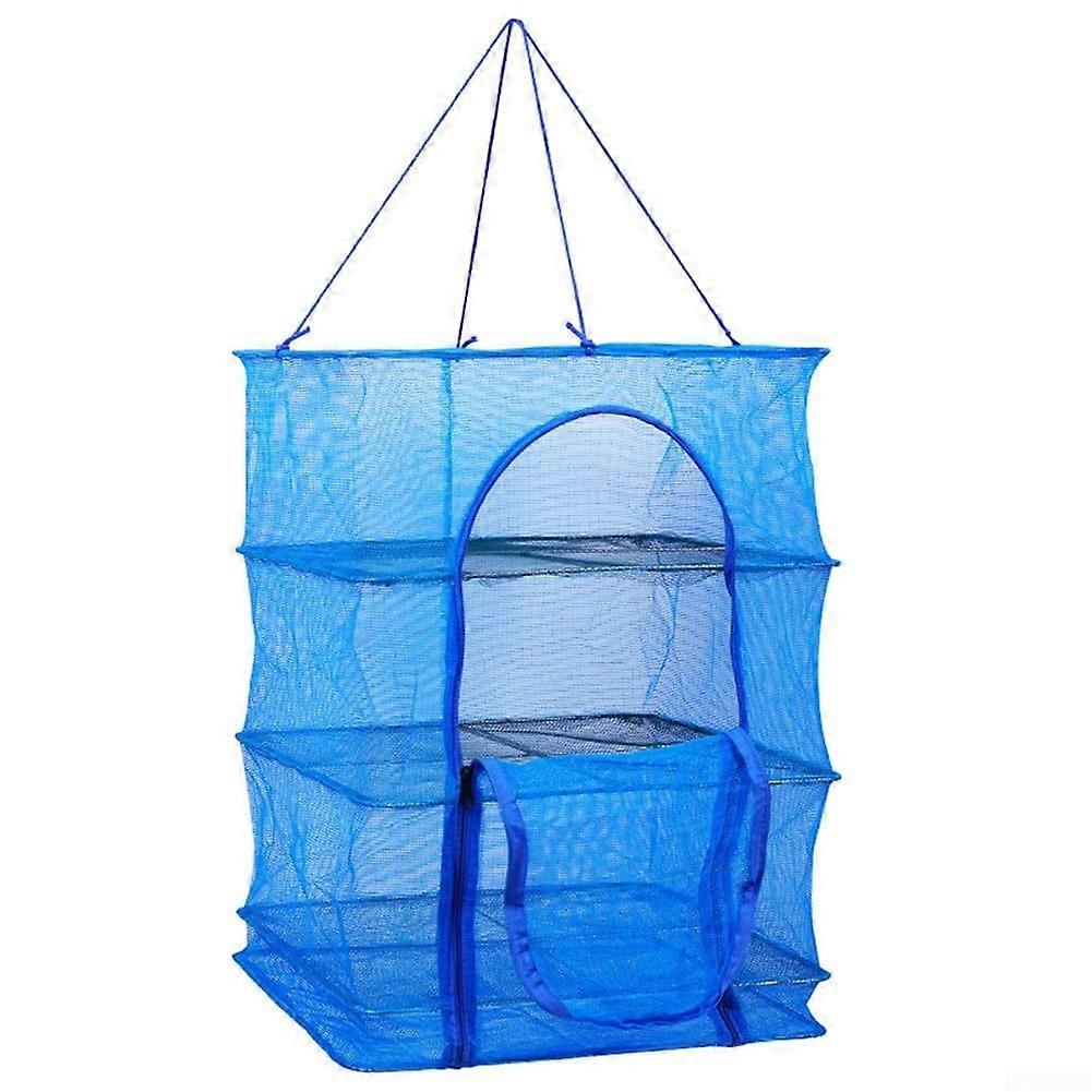 Foldable Drying Net for Vegetables Fish and Dishes, Sturdy Nylon Mesh Rack 40x40x65cm