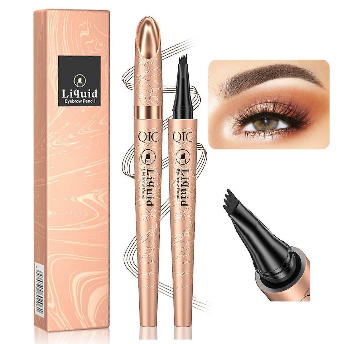 Eyebrow Pencil with 4 Tip Microblading Pen Dark Brown Waterproof SmudgeProof LongLasting