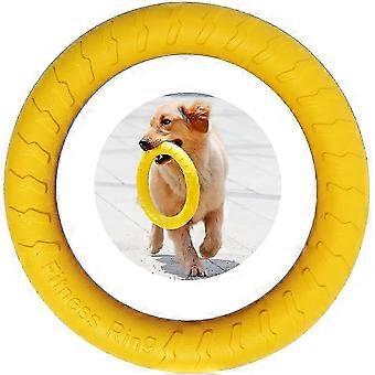 Hundefitnessring, hundebidering, agilitytræningsudstyr til hunde, interaktiv tovtrækningsring til små og store hunde 29 cm (gul, stor) f54 2