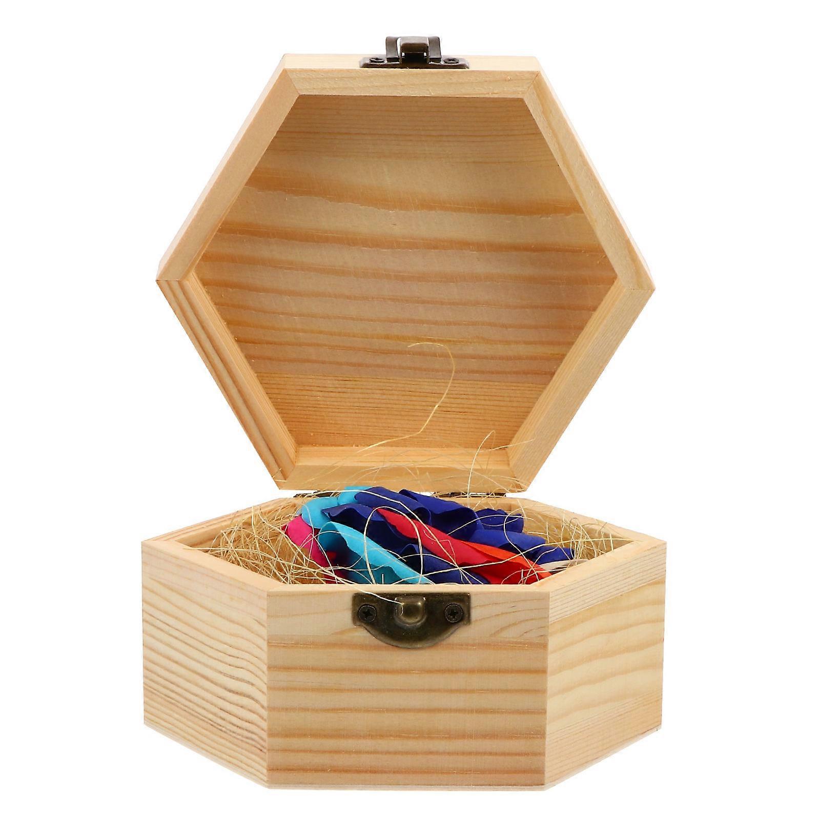 Flower Gift Box Hexagonal Simulation Flower Gift with 2Pcs Wooden Boxes