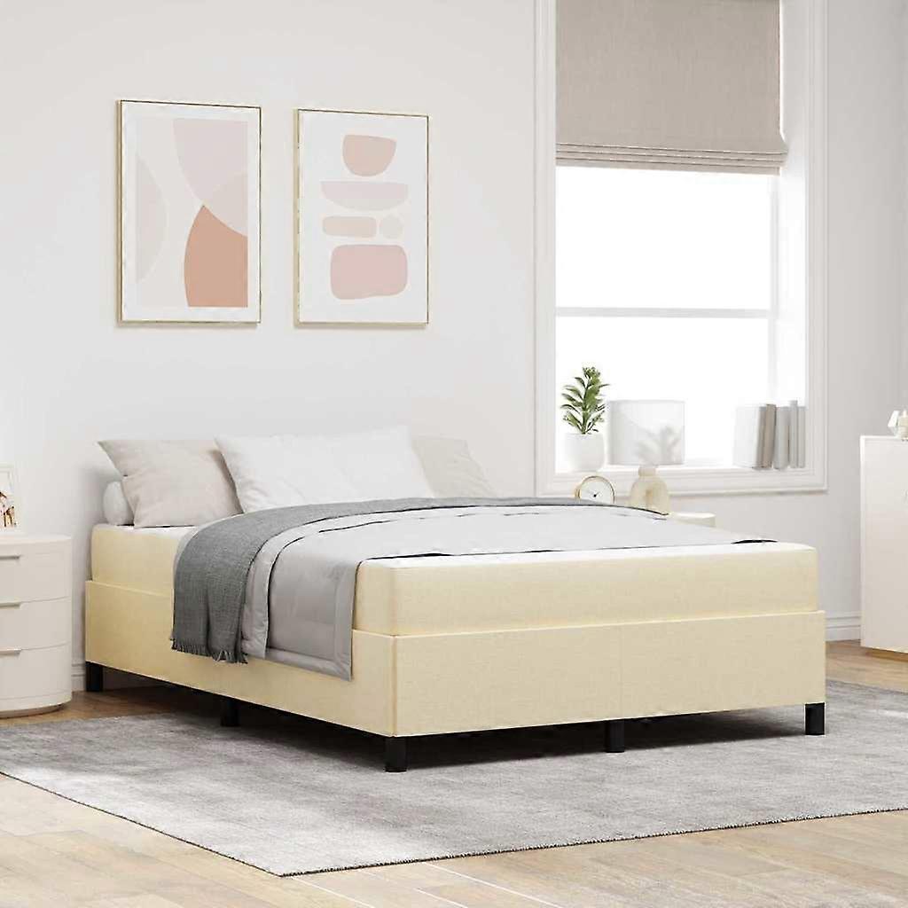Boxspringbett Creme 160 x 200 cm Stoff