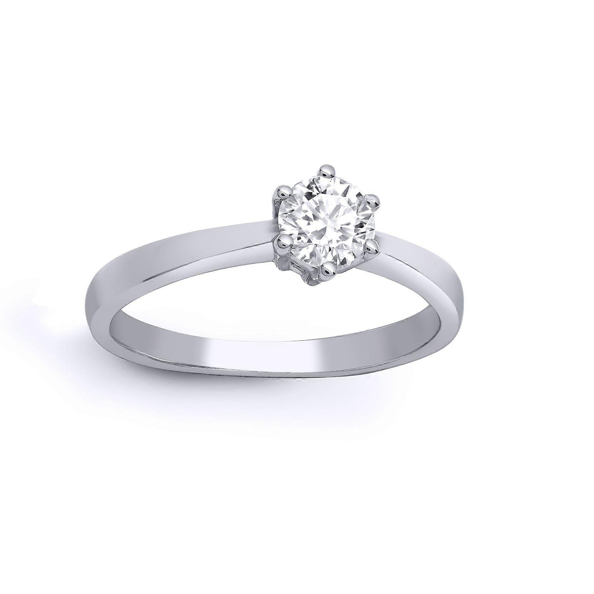 Jewelco London Ladies Solid 18ct White Gold 6 Claw Set Round 1ct D / VS Lab Grown Diamond Solitaire Engagement Ring 8mm
