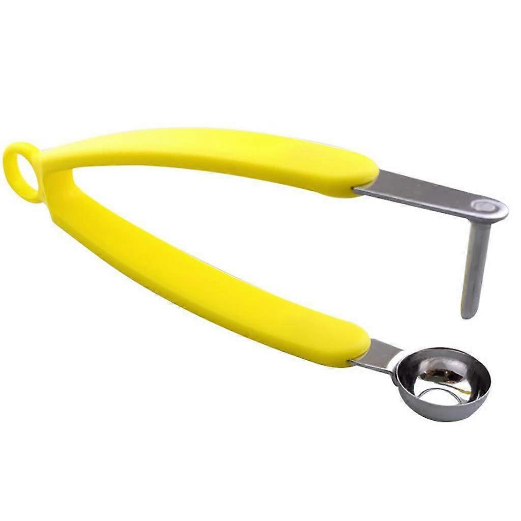 Cherry and Olive Pitter Tool with Quick Pit Removal, Easy OneHand Use, Durable Yellow Kitchen Gadget