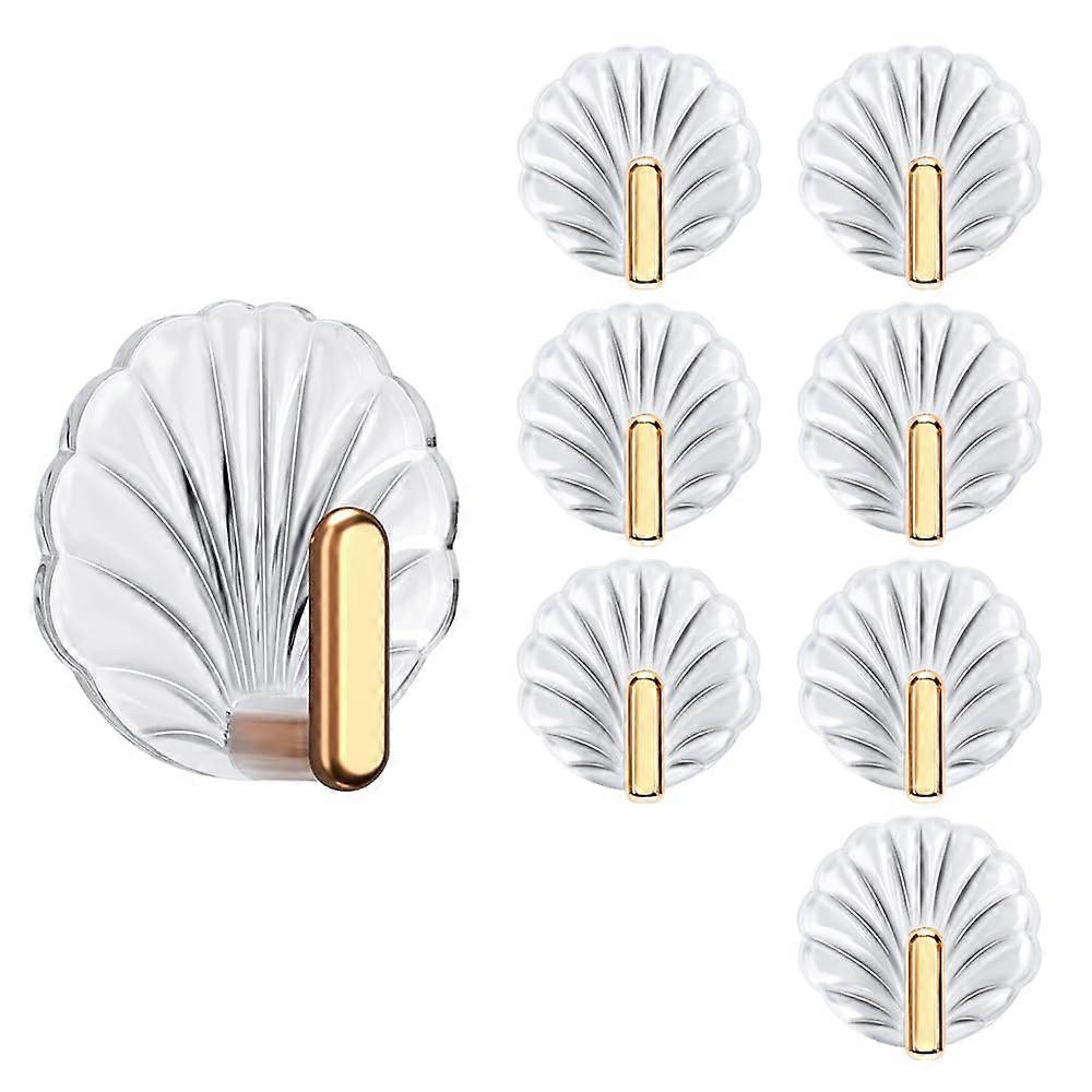 8PCS Clear Adhesive Wall Hooks Waterproof Removable Damage for Bathroom Kitchen Towels