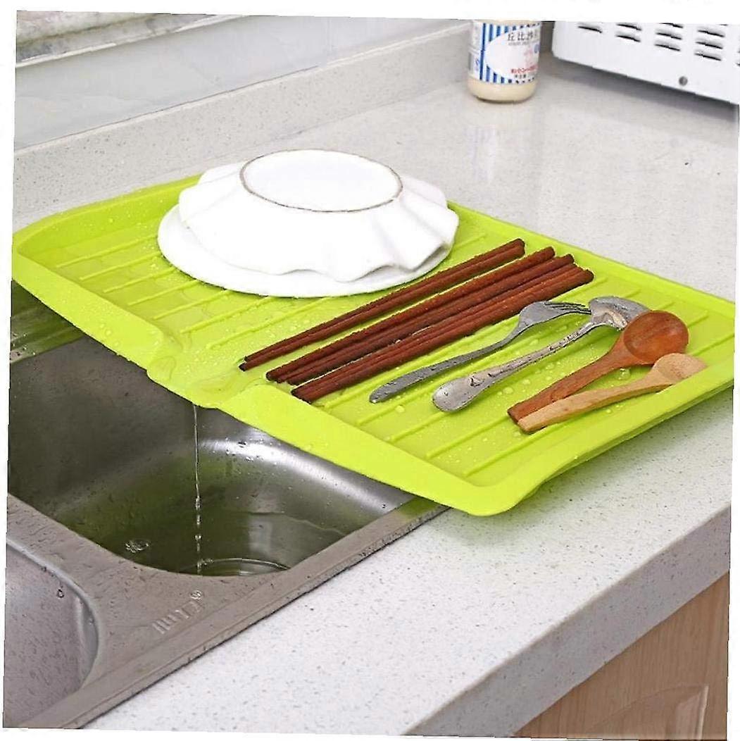 Slim Plastic Dish Drying Rack for Kitchen Sink with Quick Water Drain and Space Saving Design