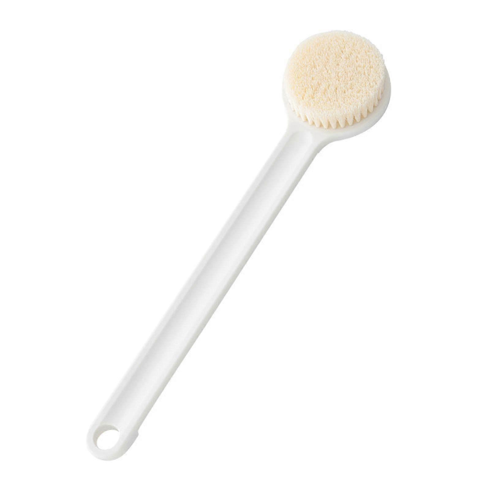 Bath Brush Set with Long Handle Soft Bristles Back Scrubber AntiSlip Grip White Nude
