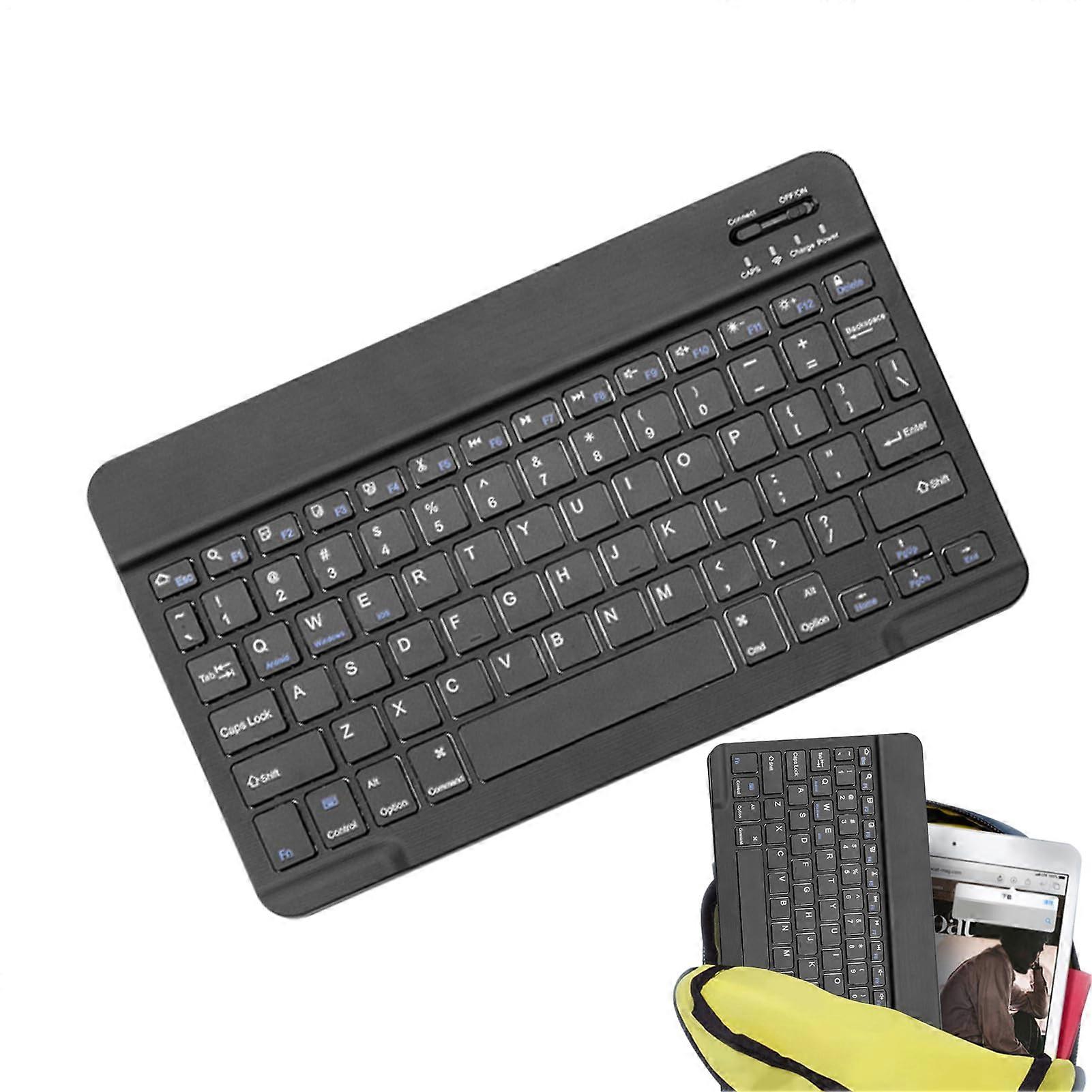 Wireless Bluetooth Keyboard Rechargeable Slim Ergonomic Quiet MultiDevice for PC Laptop Tablet Smartphone Black