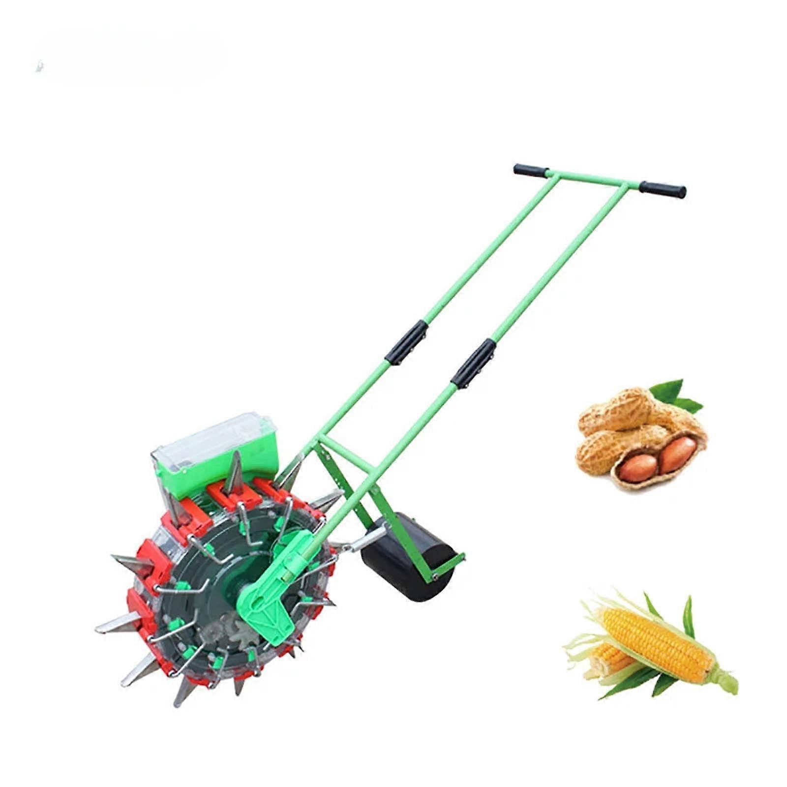 6 Row Manual Garden Seeder with Precise Seed Placement, Durable Metal Push Planter for Vegetables