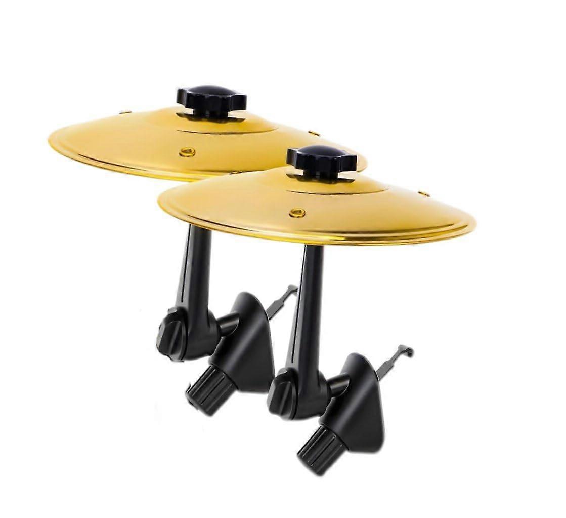 2 Pack Mini Cymbal Car Drum Accessory with Easy ClipOn Mount, Adjustable Angle, Gold Finish