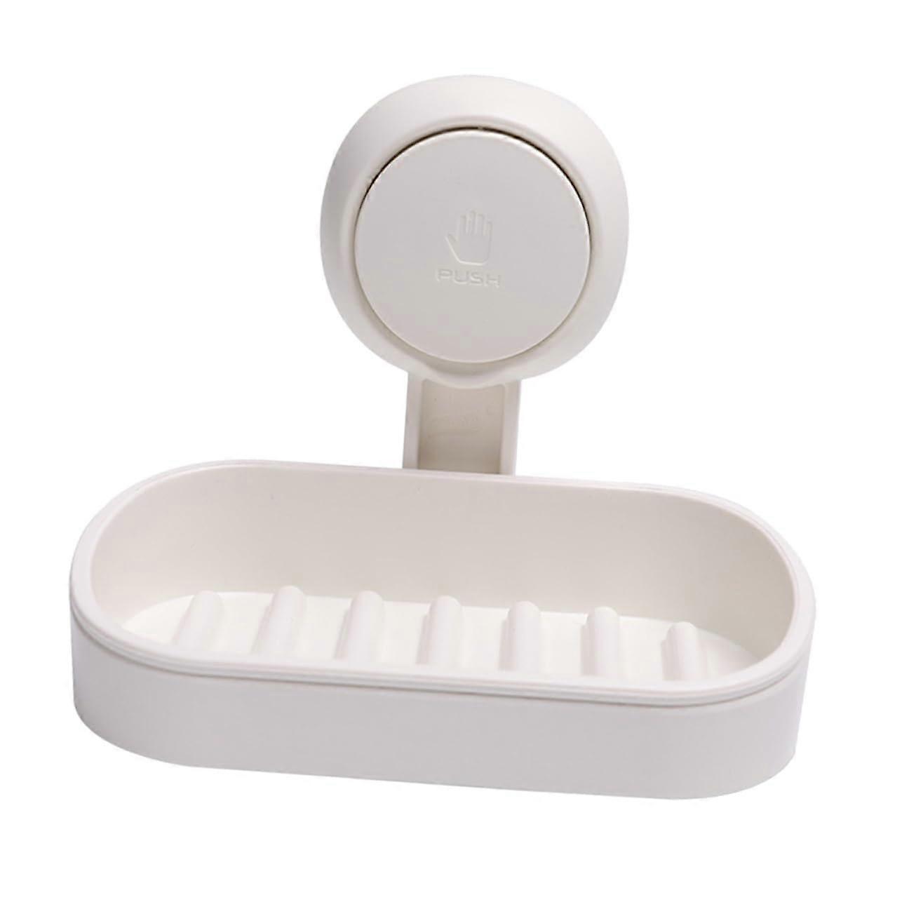 Soap Dish Wall Mounted Double Layer Holder with Suction Cup for Bathroom and Kitchen Waterproof