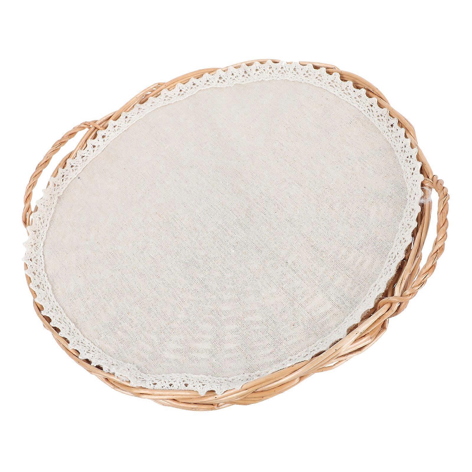 Wicker Bread Basket for Storage 1Set Khaki Woven Natural Handmade Kitchen Use