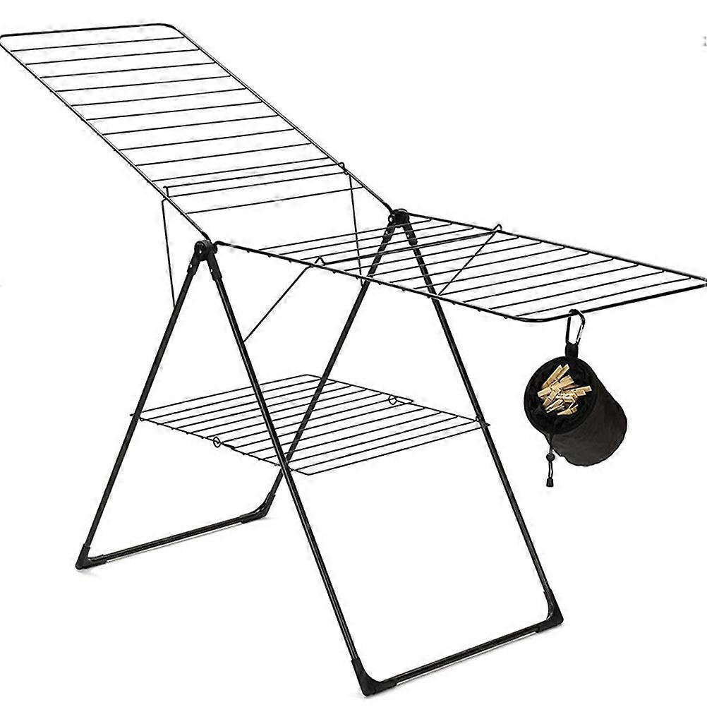 Clothespin Drawstring Bag Waterproof Organizer for Clothesline Use in Black 1Set