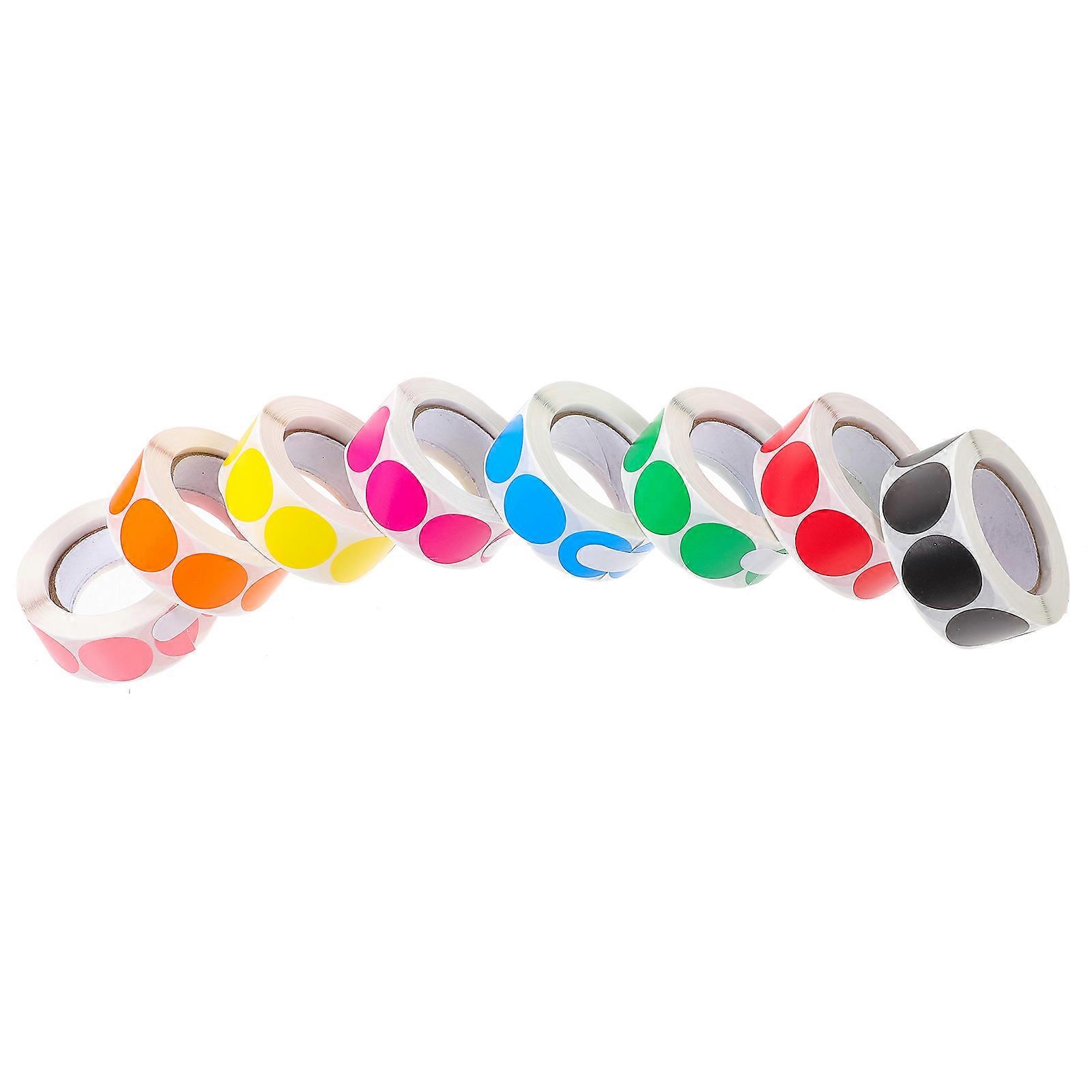 Colored Sticker Dots Label Rolls for Decoration 8 Rolls Set