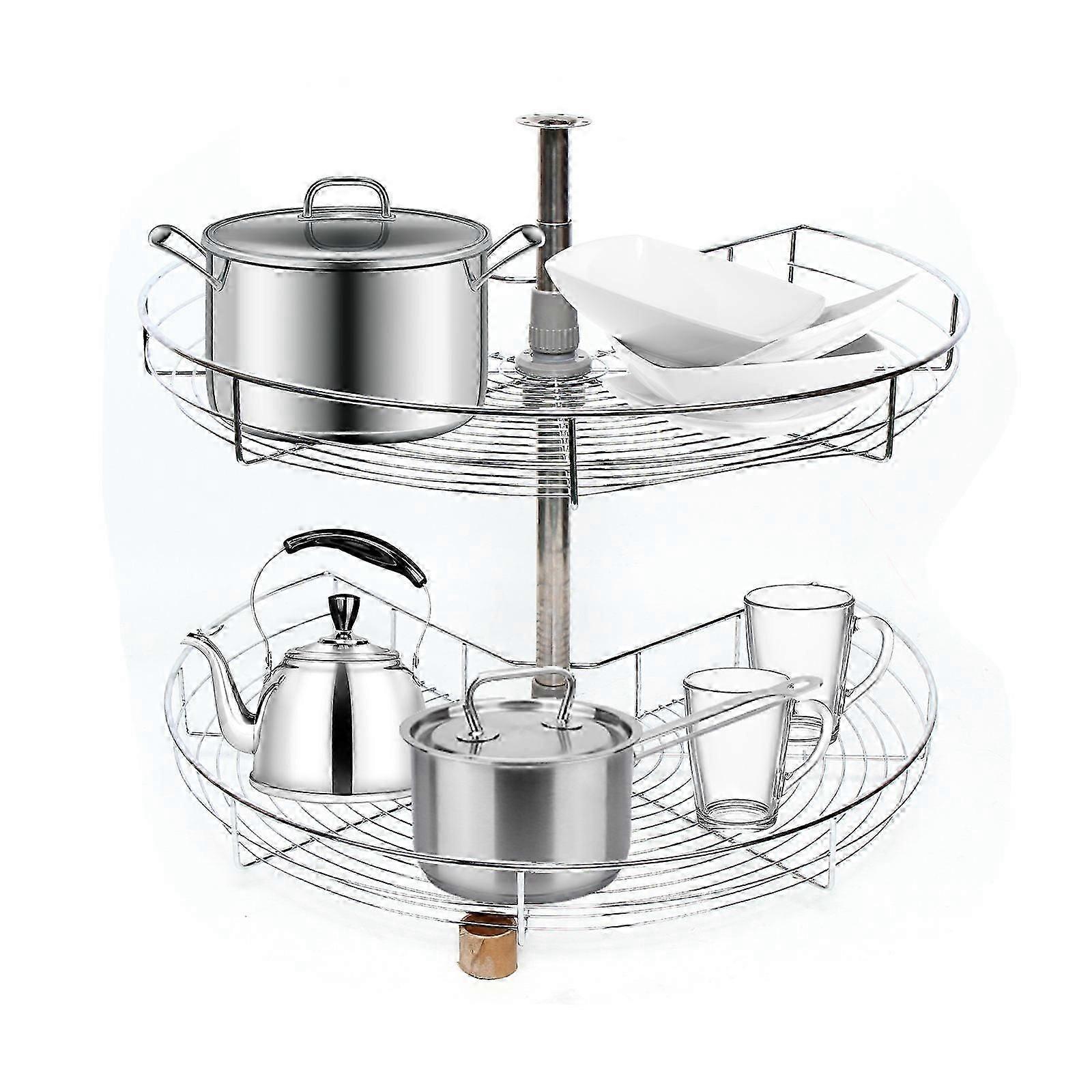 71CM Rotatable Kitchen Cabinet Basket Adjustable Height