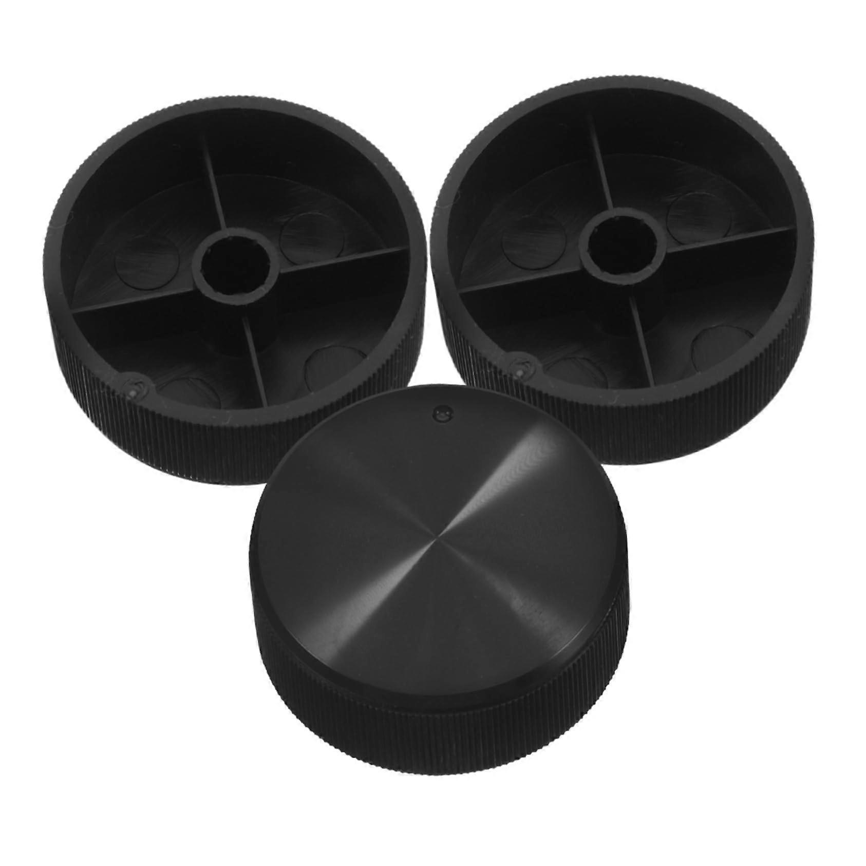 3pcs Guitar Volume Knobs for Electric Guitar and Mixer Console, Black Ribbed Control Caps, Precise Fit