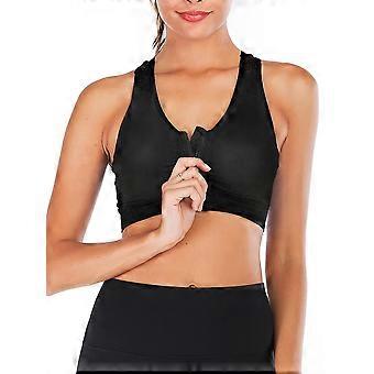 Dame Sports-BH-er med glidelås foran, stretch-tanktopp med bryterrygg, polstret BH med glidelås, løping, trening, fitness, yoga-BH-er