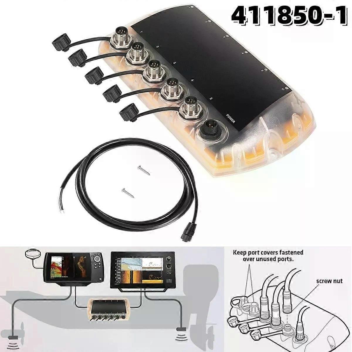 MX 411850-1 5 Port Ethernet Switch for Humminbird AS ETH 5PGL Marine Network Hub for APEX SOLIX Helix G4N/G3N Fish Finders