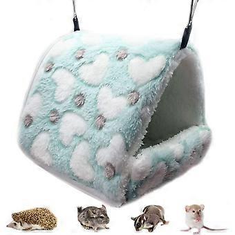 Knaagdier Slaapzak Pluche Kleine Hamster Huis Hangmat Speelgoed Bed Cabine voor Cavia Konijn Chinchilla Fret, Cyaan 14x12cm