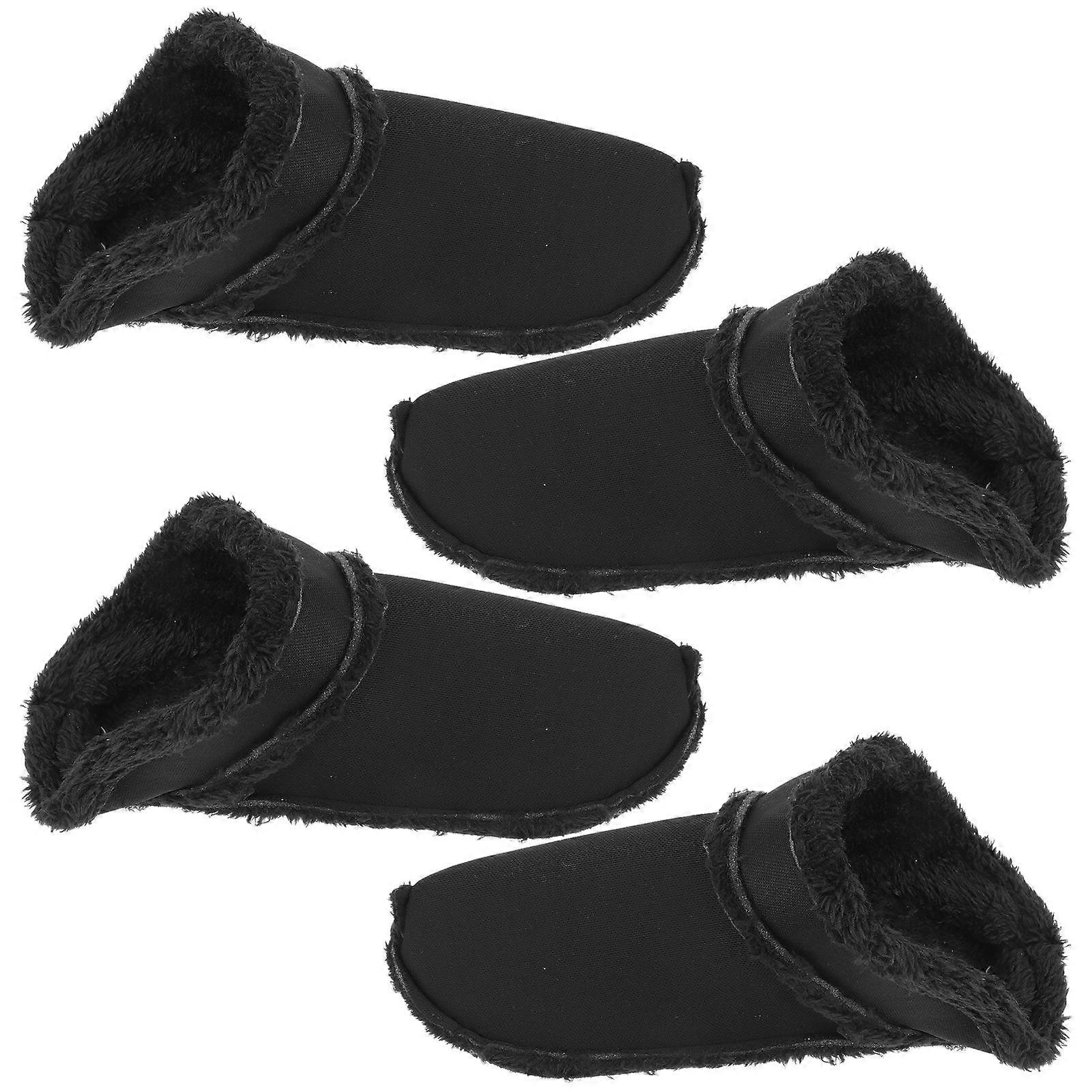 Black Plush Clogs Shoes for Winter Use 2Pairs Inserts