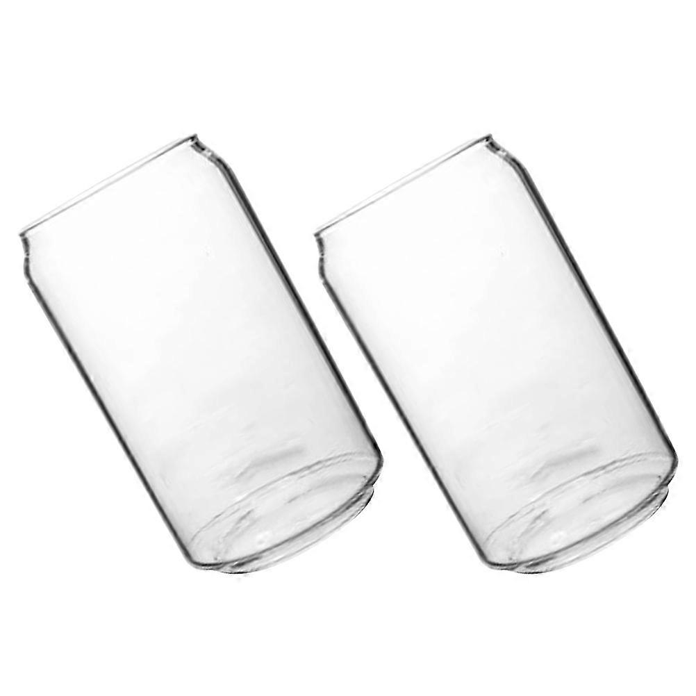 Ring-Pull Can Shaped Glass Cups for Beer Drinking 2Pcs Transparent Mugs