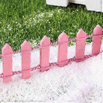Mini cerca de madeira para micro paisagem, 1 peça, rosa, decoração de jardim.