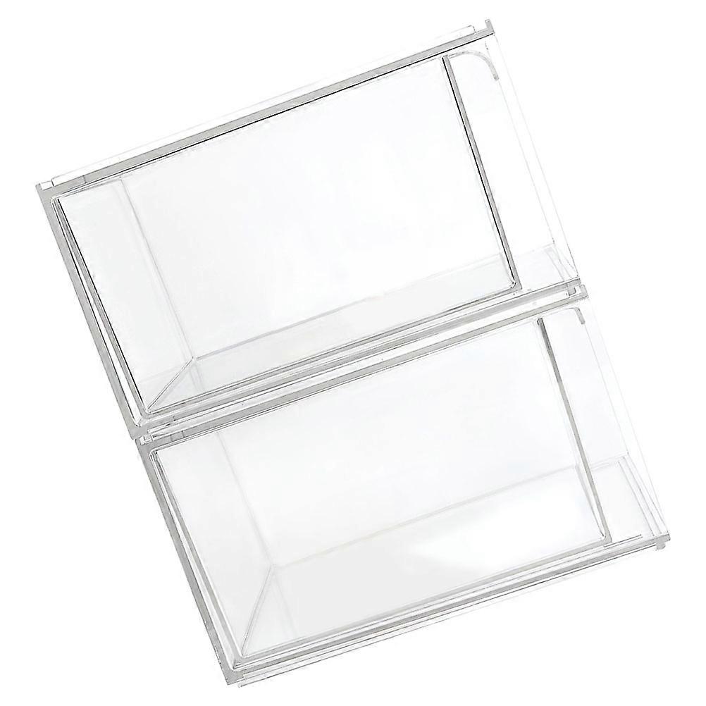 2pcs Gadget Storage Boxes Plastic Stacking Storage Boxes Cosmetic Organizer