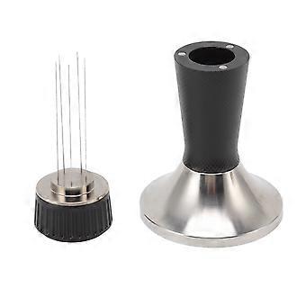 53.3mm Coffee Tamper Distributor Needle Set 2 in 1 Coffee Tamping Stirring Needle Tool Black