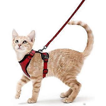 Cat Harness Small Dog Leash Adjustable Kitten Harness (Red S) Reflective Cat Harness Collar Breathable Vest for Rabbit, European Cat, Maine Coon, Pers