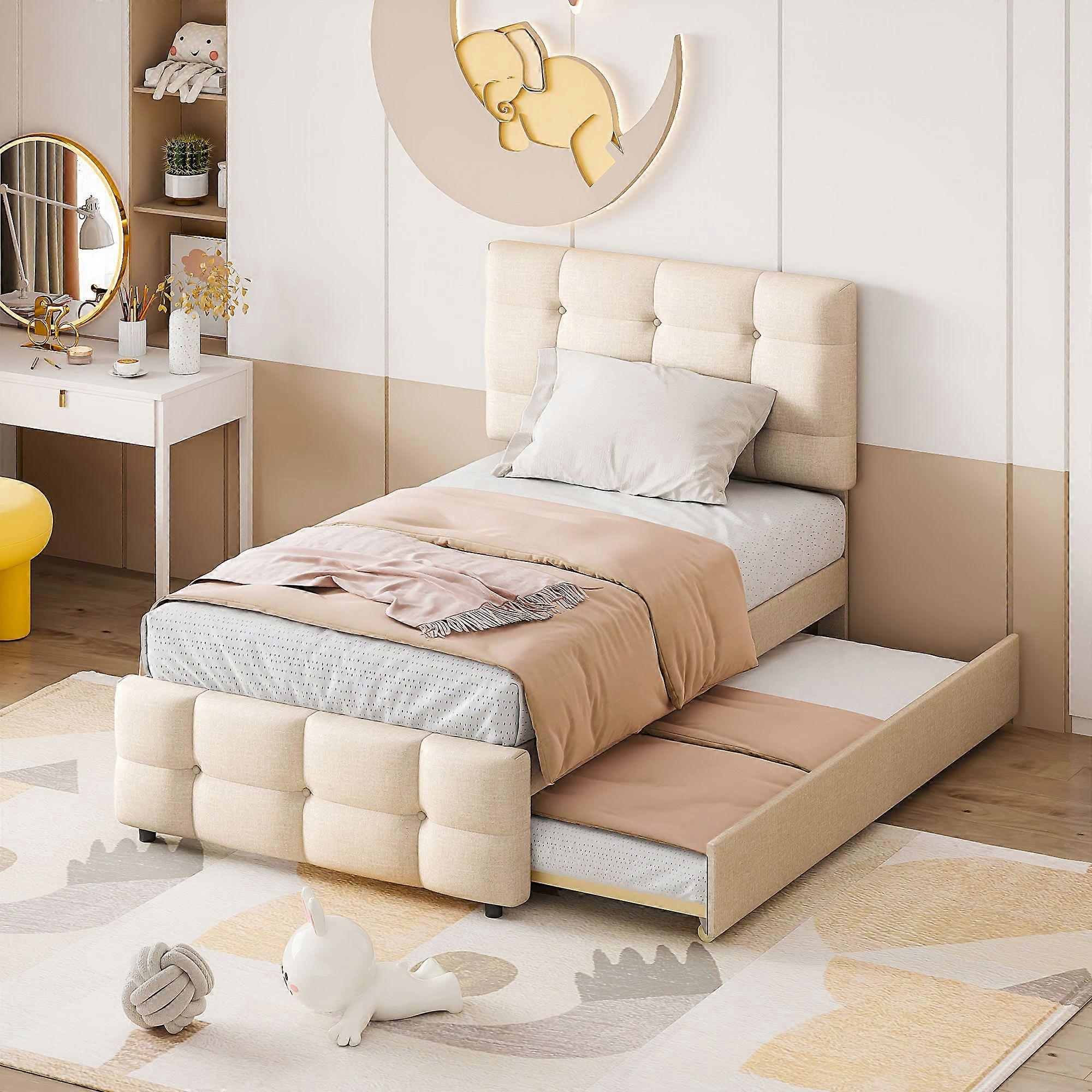 Sofa Bed, 90x200 cm, Linen, Pull-out Guest Bed