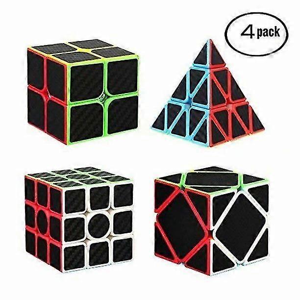Speed Cube Bundle [4 Pack] 2x2 3x3 Pyramid Oblique High Speed Brain Teasers Cube Magic Cube Puzzles