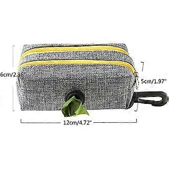 Dispensador de bolsas para excrementos de perro de tela, 2 cremalleras, soporte para bolsas de correa de perro, bolsa para excrementos de mascotas (gris y amarillo) Amarillo, gris