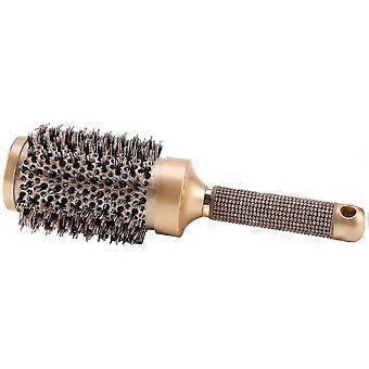Spazzola per capelli a canna rotonda con setola di cinghiale di simulazione, per asciugatura dei capelli, styling, arricciatura, oro (2.1