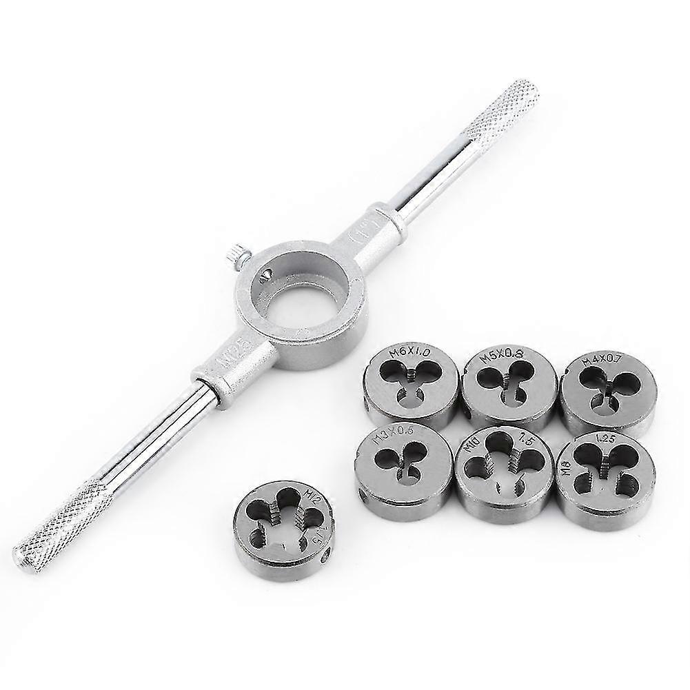 8PCS Screw Die &amp; Wrench Spanner External Thread Processing Tapping Hand Tool Kit