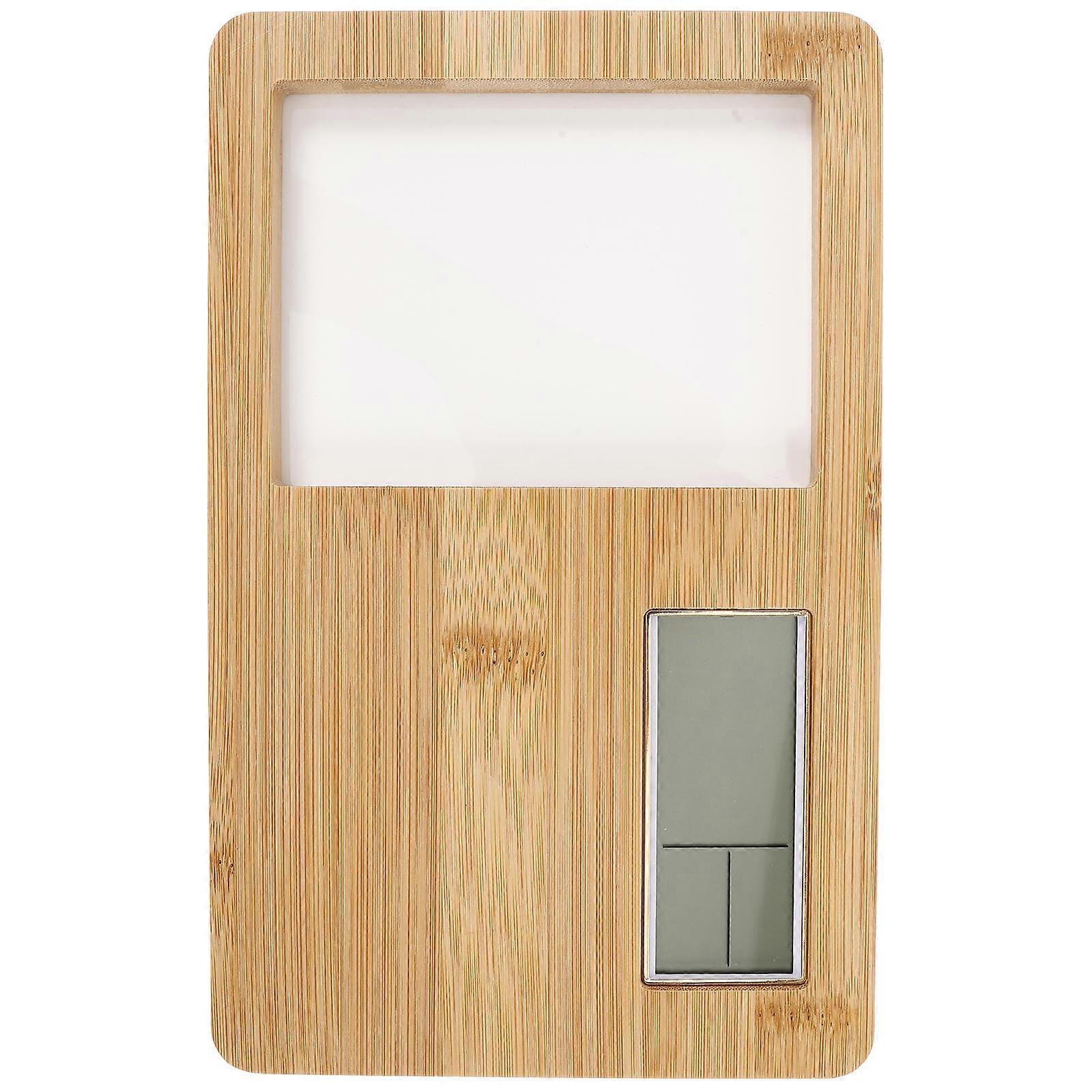 Beige Electronic Clock with Display Screen for Desktop Use Wood Clock