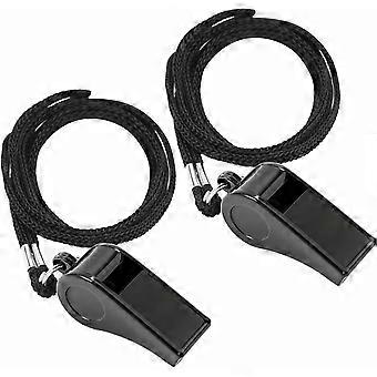 2 apitos esportivos com cordão, apito alto e claro para treinadores, árbitros, oficiais, uso externo, emergências.