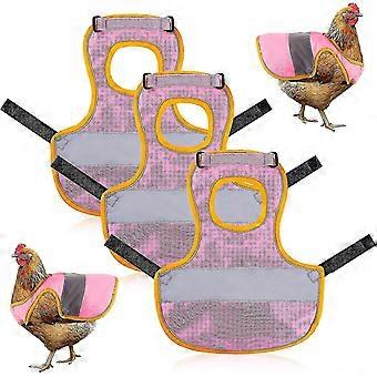 3-Pack Adjustable Chicken Harness Reflective Vest, Chicken Saddle for Feather Protection, Waterproof Polyester, for Hens Ducks Geese