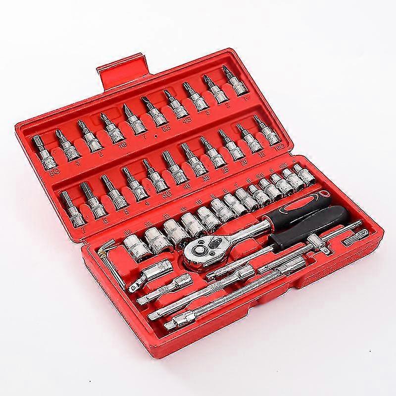 Socket Set F6 ' Chromemat, 46 Piecesred