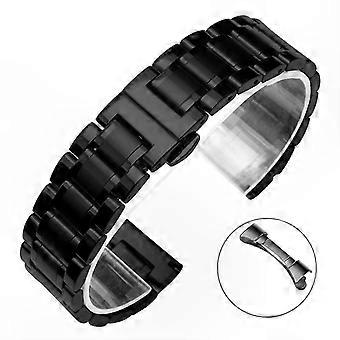 Watch Band 20/21/22mm Solid Stainless Steel 5-Pointer Butterfly Buckle Metal Strap for Men Women