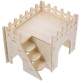 Guinea Pig Hideout House Wooden Hamster House for Cage Accessory 4Sets