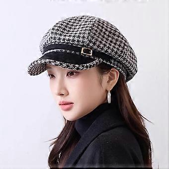 Dame Vintage Ternet Bred Skygge Ottekantet Hat Britisk Stil Moderigtig Malerhat