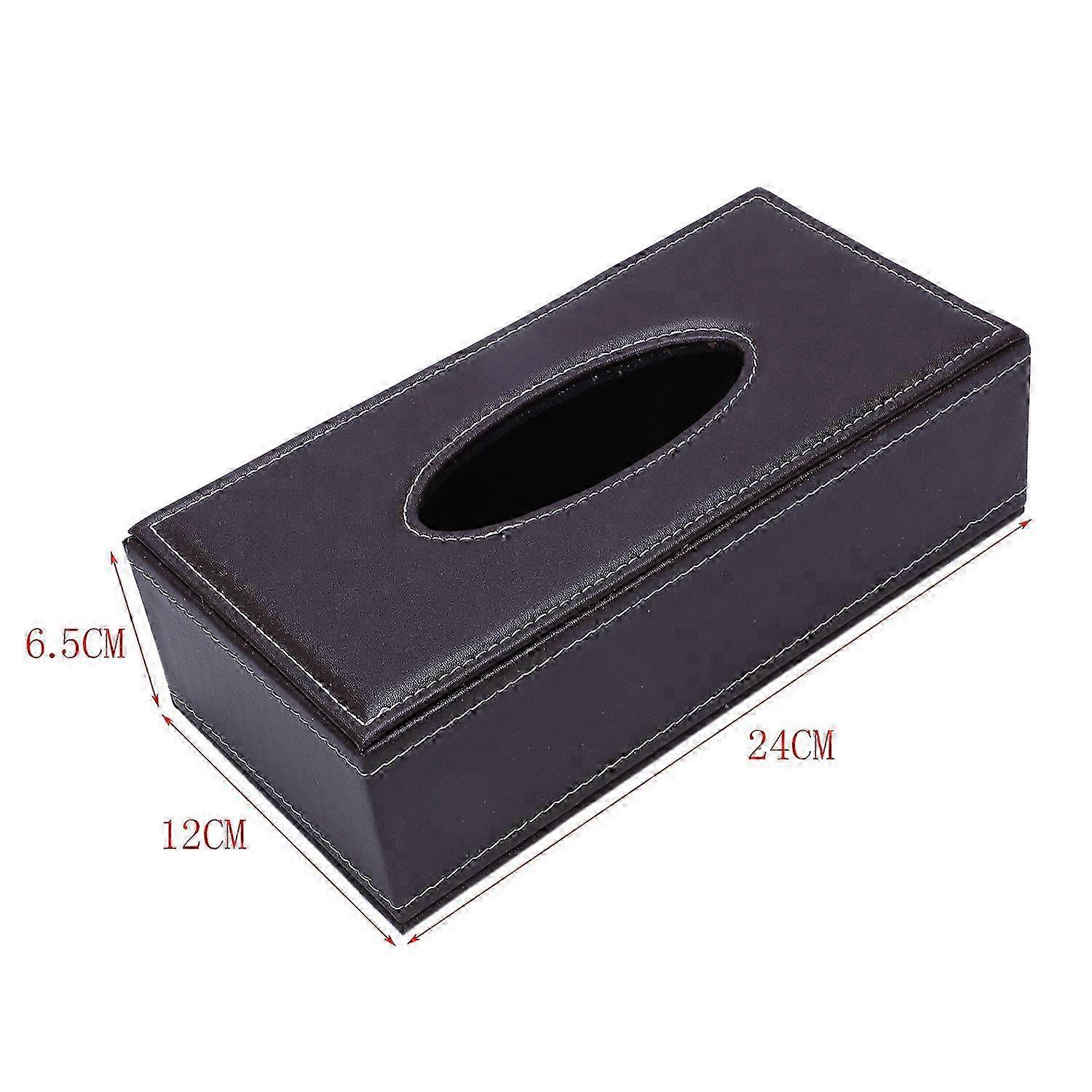 Portable Leather Rectangular Tissue Cover Box Brown