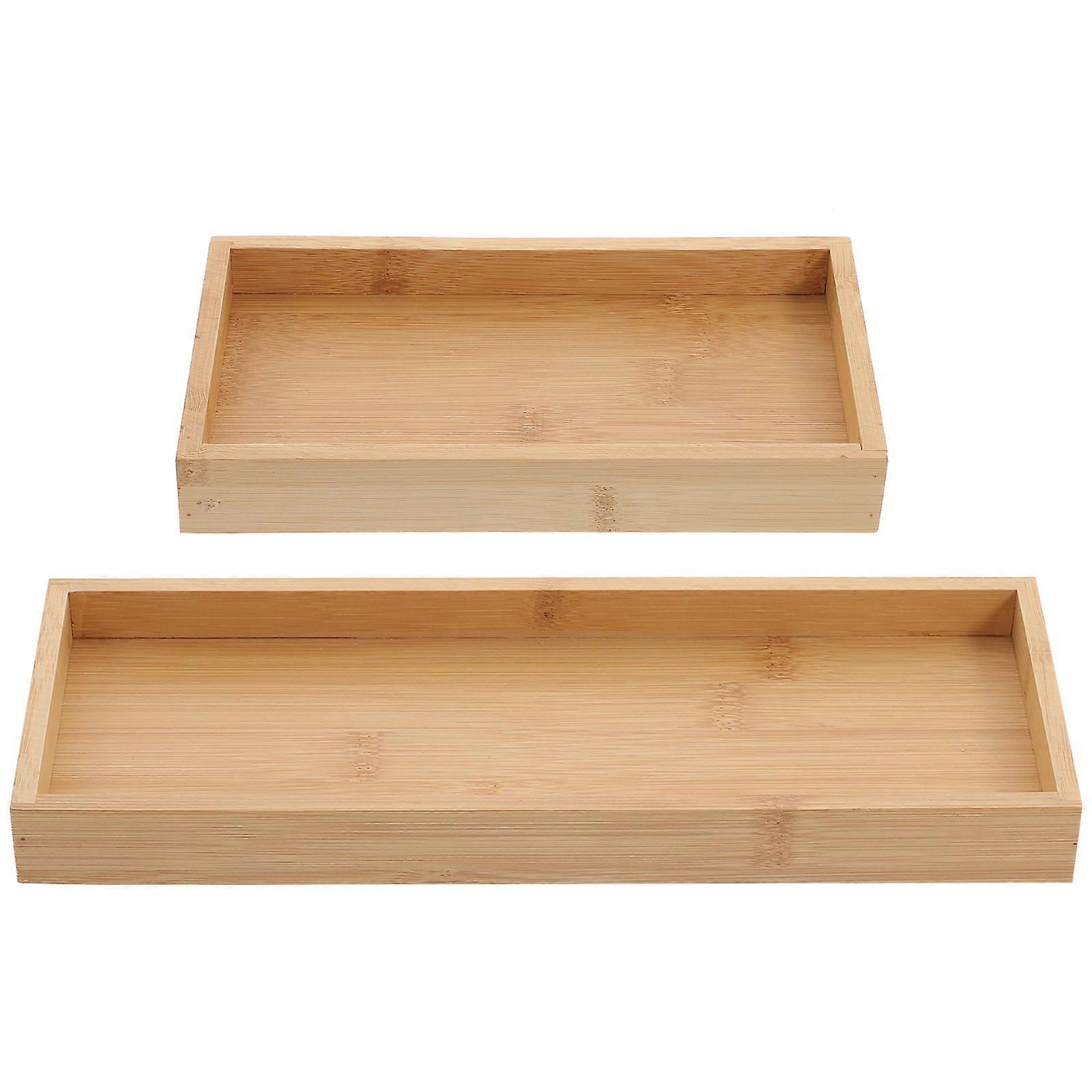 Food Serving Tray Bamboo Multi-Functional Storage Plate Set 4Pcs